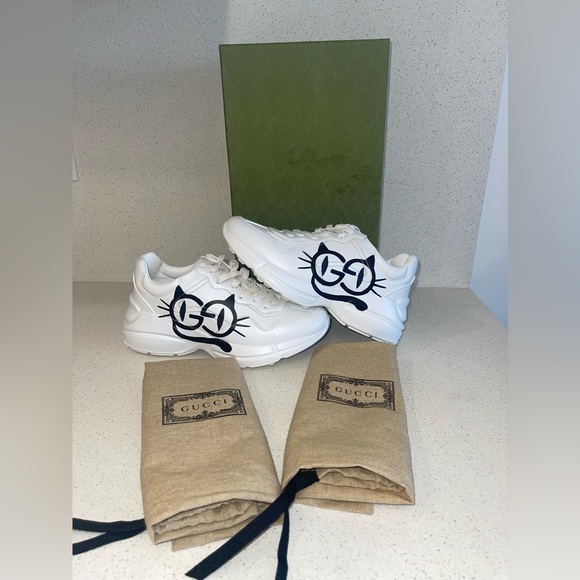 NEW Gucci Women White Rhyton Cat Eye Sneakers EU 38.5 RETAIL $930 - Picture 10 of 14